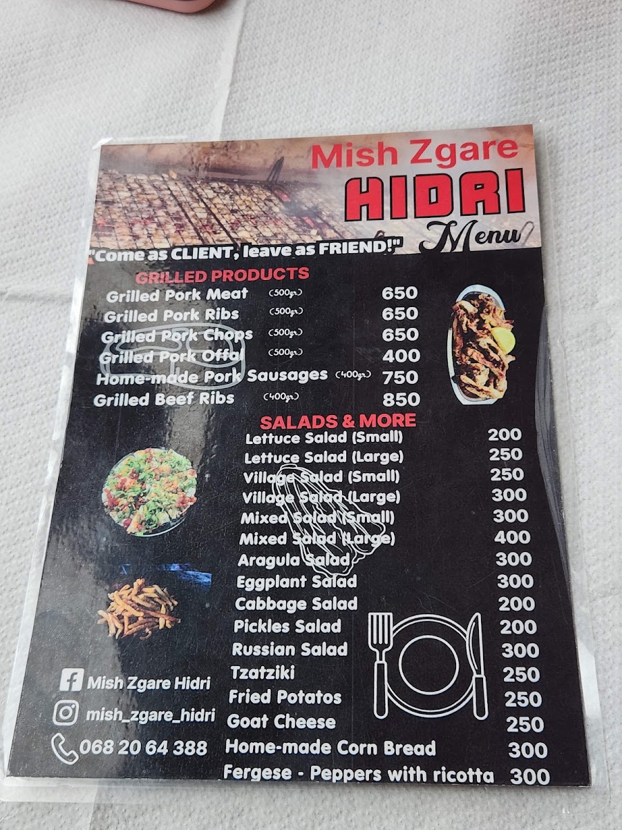 Menu Mish Zgare - Restorant Hidri-1